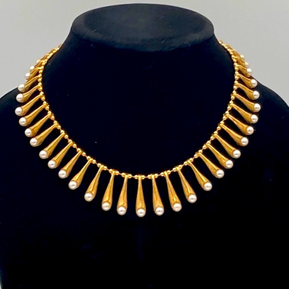Vintage HAR Gold Tone and Faux Pearl Necklace